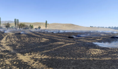 Çorum’da çıkan yangında saman balyaları küle döndü