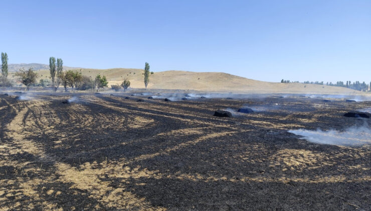 Çorum’da çıkan yangında saman balyaları küle döndü