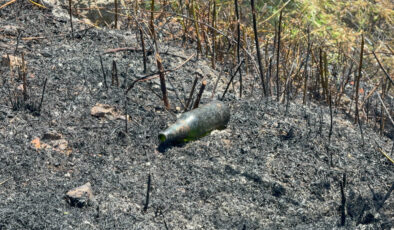 Düzce’de yol kenarına atılan şişe anız yangınına neden oldu