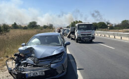 Edirne’de anız yangını, zincirleme kazaya neden oldu