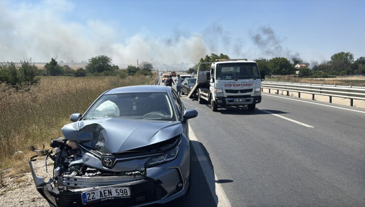 Edirne’de anız yangını, zincirleme kazaya neden oldu