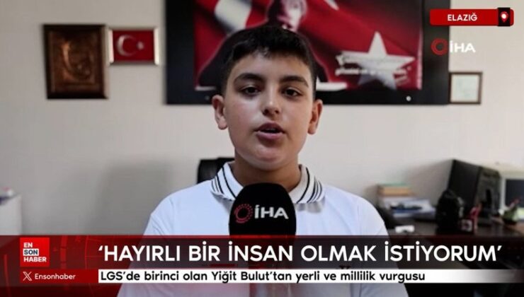 Elazığ’da LGS’de birinci olan Yiğit Bulut’tan yerli ve ulusallık vurgusu