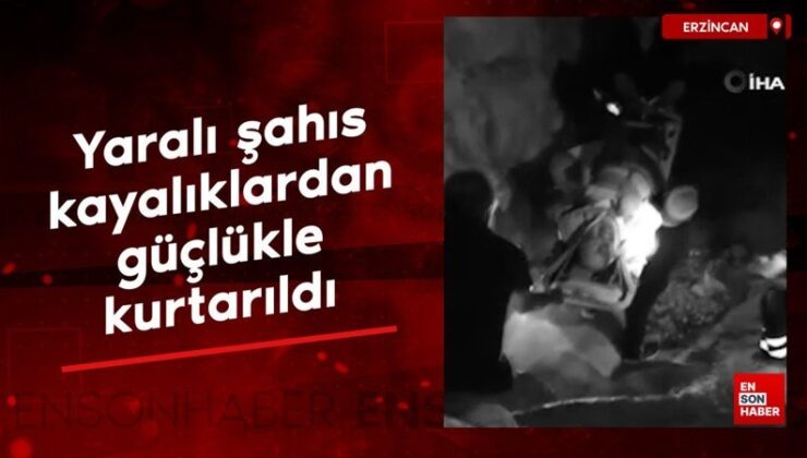 Erzincan’da yaralı şahıs kayalıklardan zahmetle kurtarıldı