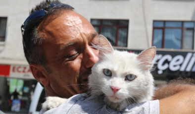 Günlerdir aradığı kedisi bulununca sevinç gözyaşlarına boğuldu