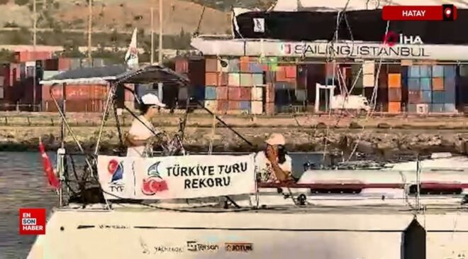 Hatay’da bayan yelkenci, 1500 deniz milini 15 gün 6 saat 41 dakikada aştı