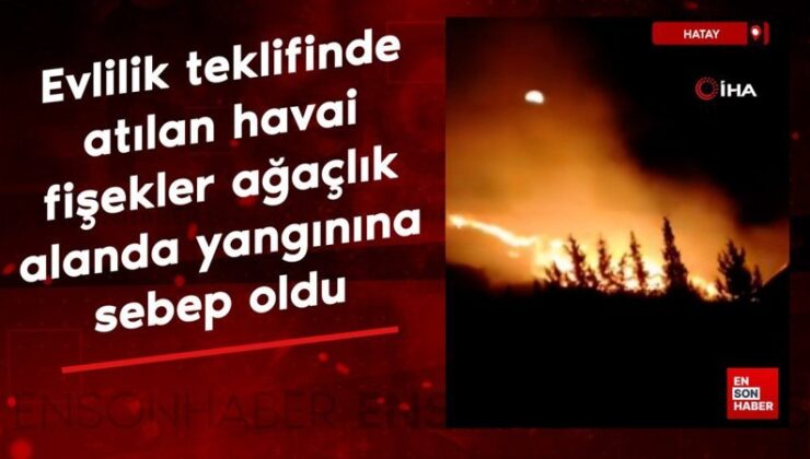 Hatay’da evlilik teklifinde atılan havai fişekler ağaçlık alanda yangınına sebep oldu