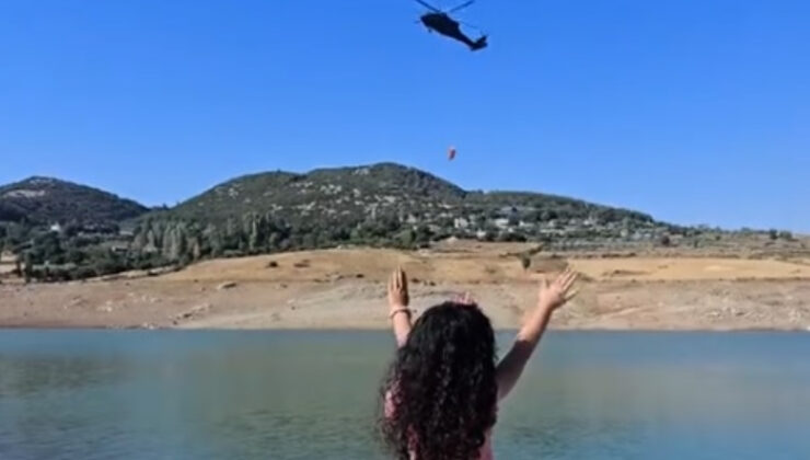 Hatay’da yangına müdahale eden uçak pilotu kendisini selamlayan çocuğa el salladı