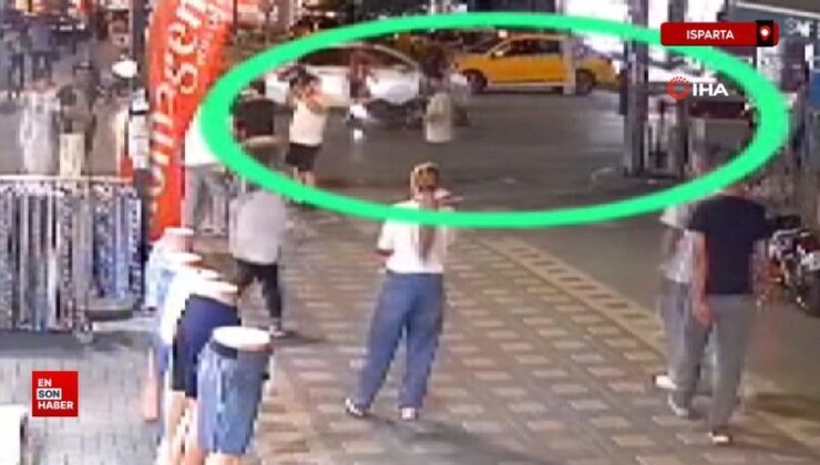 Isparta’da motosiklet şoförü ile yaya ortasında arbede çıktı