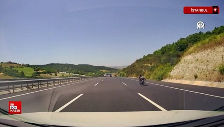 İstanbul Çatalca’da motosiklet şoförünün tehlikeli hareketleri