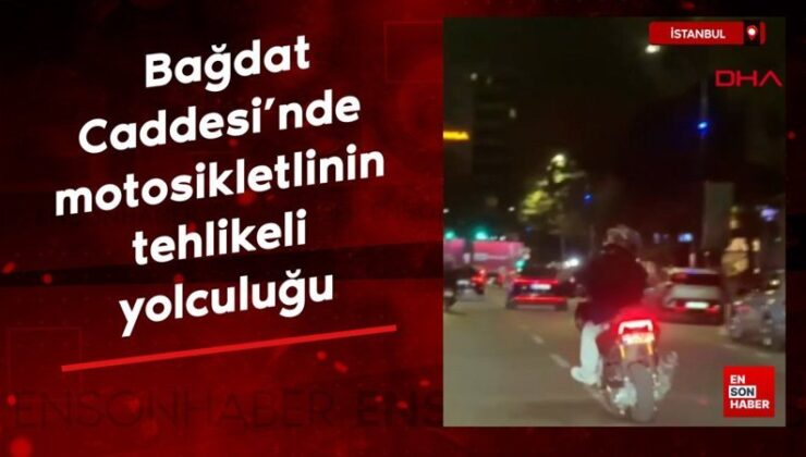 İstanbul’da Bağdat Caddesi’nde motosikletlinin tehlikeli seyahati