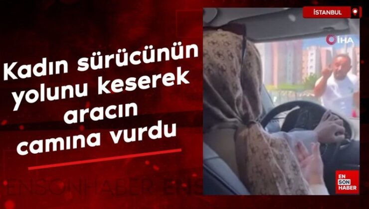 İstanbul’da makas attığını argüman ettiği bayan şoförün yolunu kesti