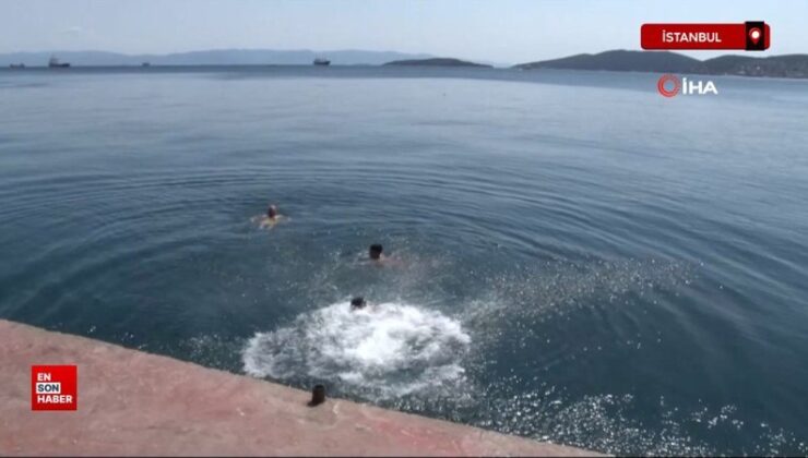İstanbul’da sıcaktan bunalan İstanbullular kendini serin sulara attı