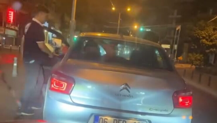 İstanbul’da yol verme arbedesi: Camı yumrukladı