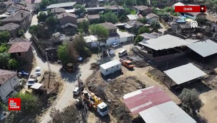 İzmir Ödemiş’teki orman yangınında ziyan gören alanlar havadan görüntülendi