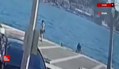 İzmir’de farklı kaza: Motosikletiyle denize bu türlü uçtu