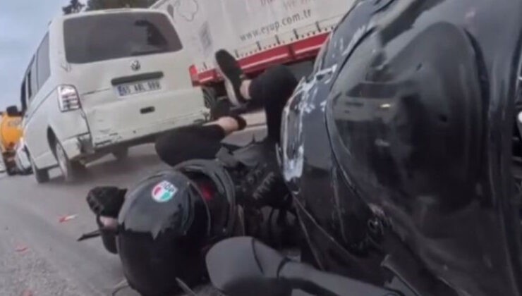 Mersin’de motosikletlilerin kaza anları kamerada