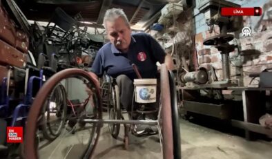 Peru’da engelli usta kendisi üzere engelli sportmenler için tekerlekli sandalye üretiyor