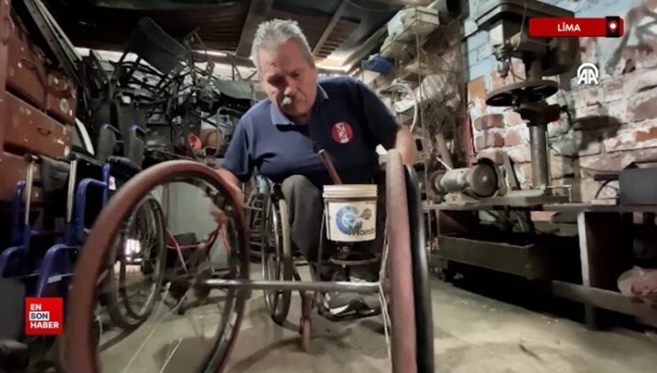 Peru’da engelli usta kendisi üzere engelli sportmenler için tekerlekli sandalye üretiyor