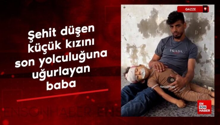 Şehit düşen küçük kızını son seyahatine uğurlayan baba