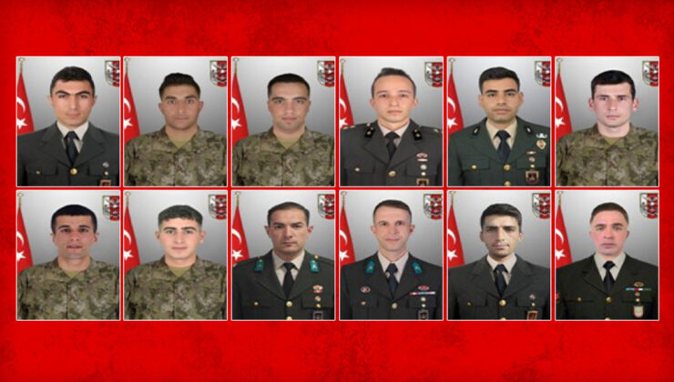 Şehit olan 12 askerimizin kimlikleri muhakkak oldu