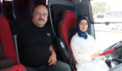 Sivas’ta kocası ile tıpkı otobüste sürücülük yapıyor