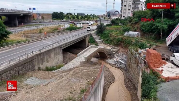 Trabzon’da 200 yıllık Osmanlı köprüsünde yıkılma tehlikesi