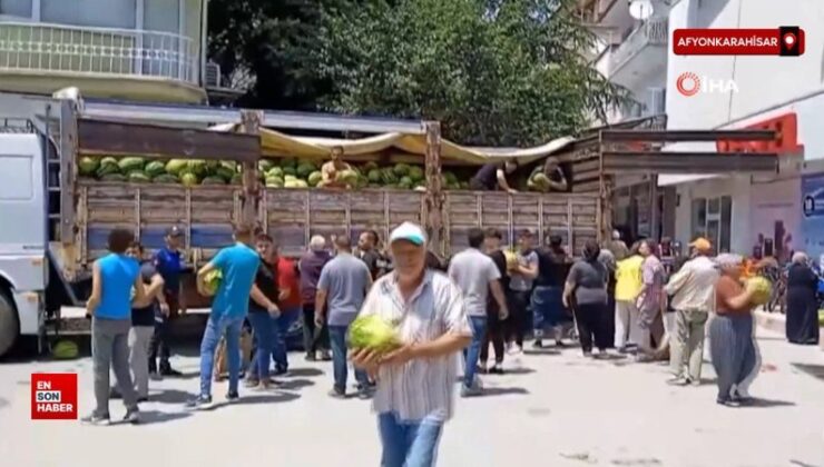 Afyonkarahisar’da fiyatsız 20 ton karpuz dağıttı