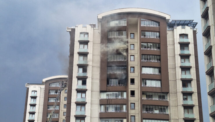 Ankara’da 14 katlı binada çıkan yangında mahsur kalan anne ve oğlu kurtarıldı