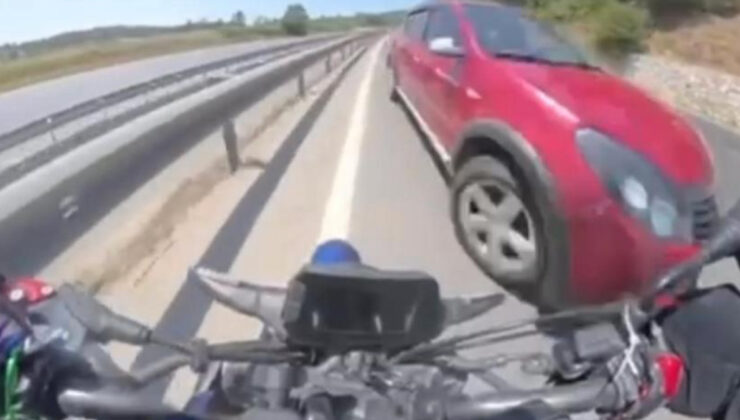 Bursa’da motosikletli faciayı teğet geçti