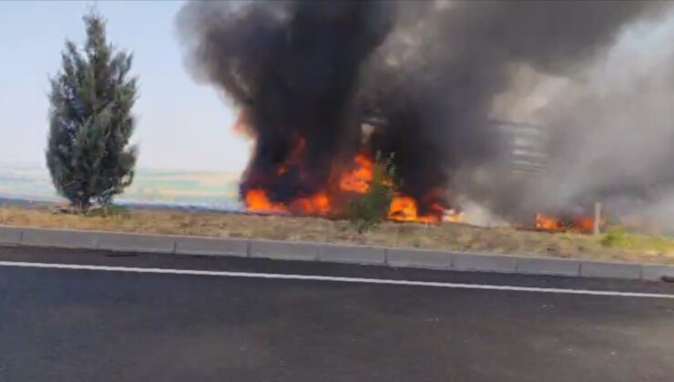 Diyarbakır’da ehliyetsiz şoförün çarptığı tır alev alev yandı