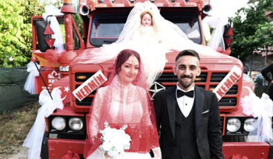 Düzceli kamyon sürücüsü gelin arabası olarak ekmek teknesini seçti