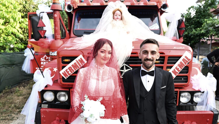 Düzceli kamyon sürücüsü gelin arabası olarak ekmek teknesini seçti