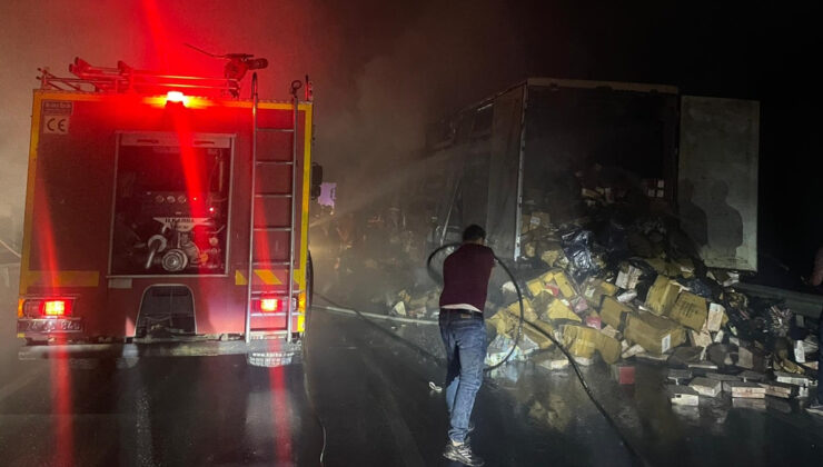 Erzincan’da seyir halindeki tır alev aldı