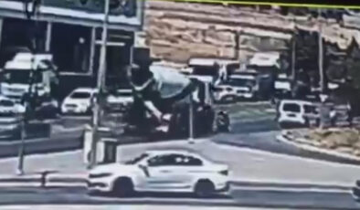 Gaziantep’te bir kişin öldüğü beton mikseri-motosiklet kazası kamerada