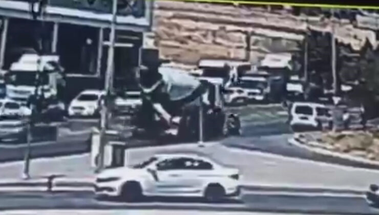 Gaziantep’te bir kişin öldüğü beton mikseri-motosiklet kazası kamerada