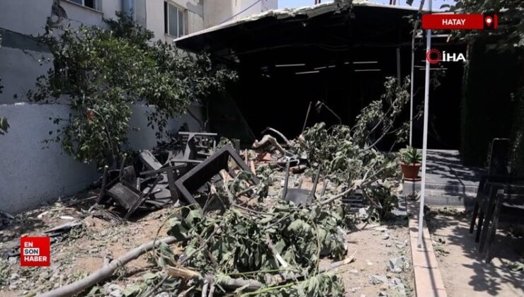 Hatay’da demir yüklü kamyon 8 metrelik duvardan restoranın bahçesine uçtu