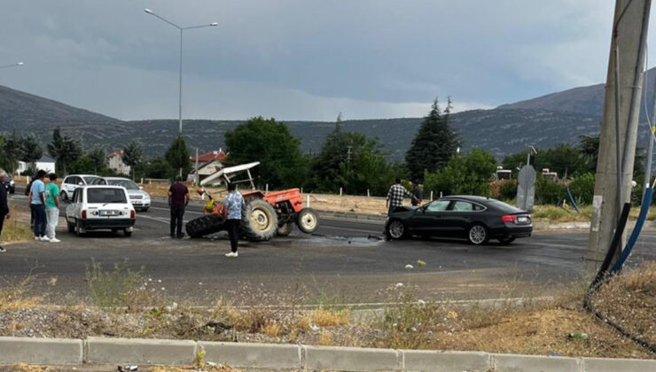 Isparta’da araba ile traktör çarpıştı