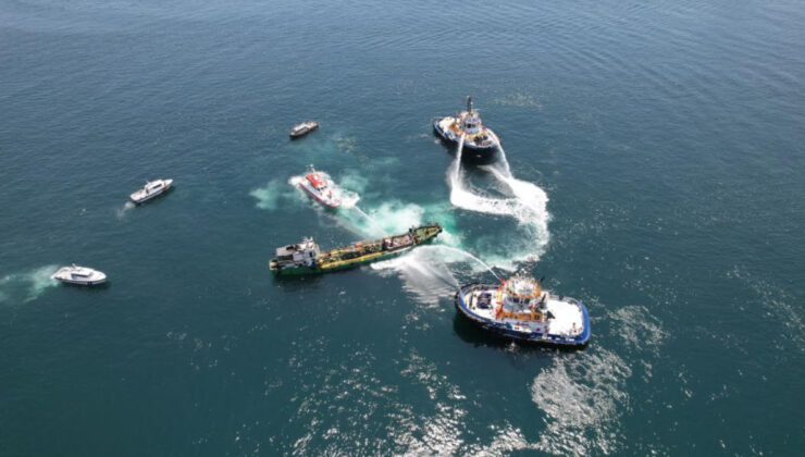 İstanbul Ambarlı açıklarında tanker yangını söndürüldü