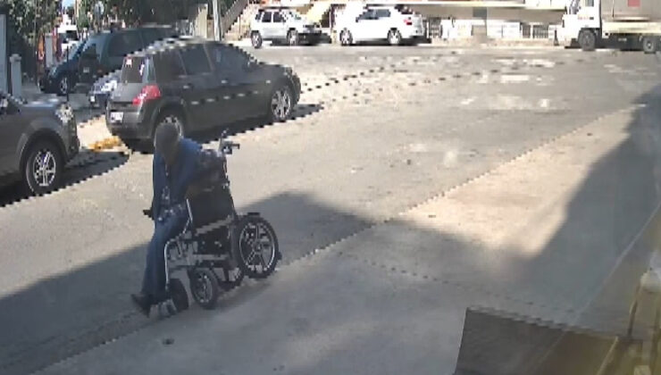 İstanbul’da tekerlekli sandalye ile kaldırımdan düştü, esnaf yetişti