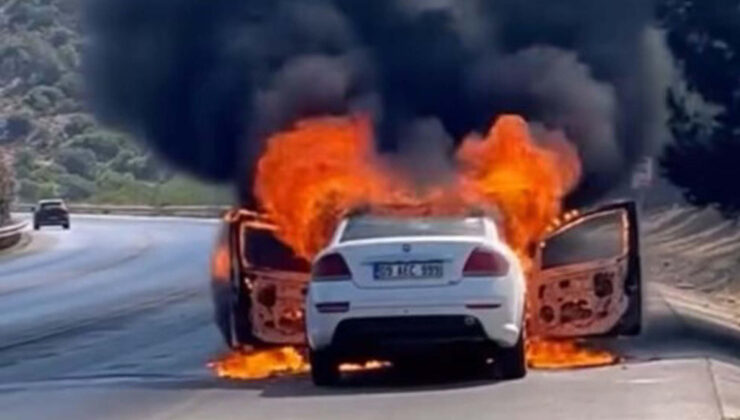 İzmir’de arabada çıkan yangın, makilik alana sıçradı
