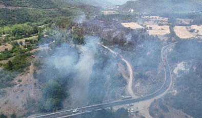 Karabük’te tarım toprağında çıkan yangın, ormanlık alana sıçradı