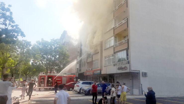 Konya’da 5 katlı apartmandaki dairede yangın