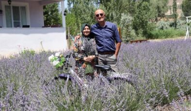 Samsun’da astım hastası eşi için yerleştiği köyde lavanta bahçesi kurdu