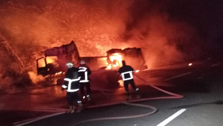 Şanlıurfa’da devrilen akaryakıt tankeri yandı: O anlar kamerada