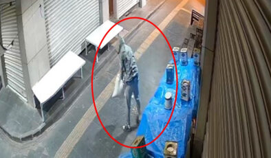 Siirt’te dükkan önünden fıstık hırsızlığı kamerada