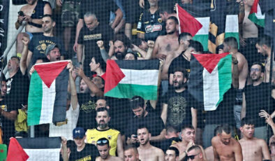 Yunanistan’da oynanan maçta Filistin unutulmadı: İsrailli taraftarları çıldırttılar