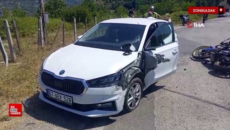 Zonguldak’ta jandarma motorize timi ile araba çarpıştı