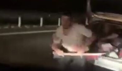 Ankara’da trafikte “baltalı saldırı” anı kamerada