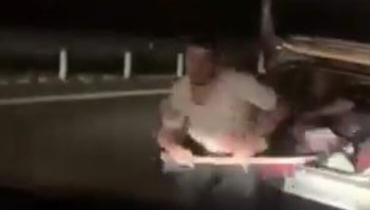 Ankara’da trafikte “baltalı saldırı” anı kamerada