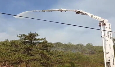 Bursa’da beton pompasıyla alevlere su sıktılar